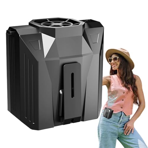 Ventilador de cinturón, ventilador portátil con cinturón – Ventilación de 4 velocidades durante el senderismo, viaje, casa, playa, camping con batería de 4000 mAh para mujer y hombre