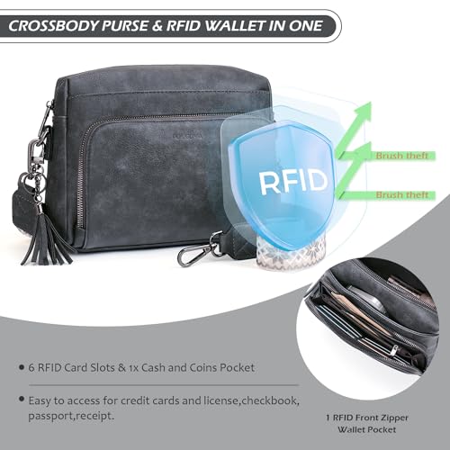 Trendy Vegan Leather Crossbody Purses for Women with Built-in Wallet