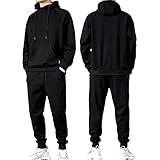 [エアバイ] 裏起毛 セットアップ メンズ 無地 スポーツウェア フード付き ロング丈 ロングパンツ ヘビーウェイト クール プルオーバー オシャレ かっこいい 格好いい 秋 冬 春 ロングシーズン 無地 シンプル ストリート モノトーン ジッパーなし スウェット パーカー 上下 フーディー ランニング フィッシング アウトドア サッカー スウェットパンツ 山 ブラック 2A-A32-BKXL