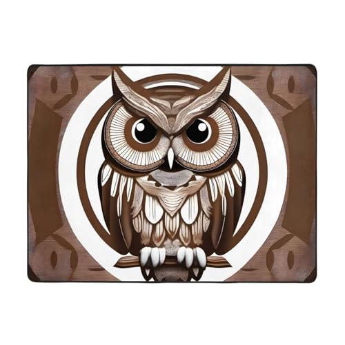 WZYWHJ Area Rugs,Living Room Floor Mats Runner Rug Non-Skip Nursery Mat Playing Carpet 63 x 48 inch Cartoon Owl Picture