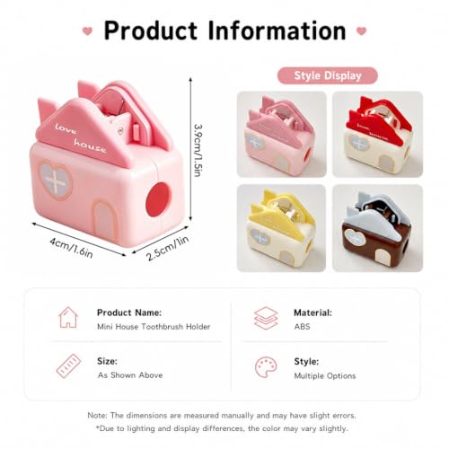 Image of HASTHIP 4Pcs Toothbrush Cover Caps, Cute Little House Shape-Electric and Manual Toothbrush Head Protector, Travel Toothbrush Case with Strong Clip for Home and Travel