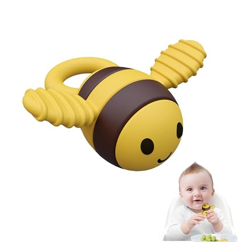 Image of Maklavel Baby Silicone Teether, Cute Bee Shape BPA-Free Silicone Baby Chew Toys for 18 Months Boys & Girls, Sensory Exploration & Teething Relief (Yellow)
