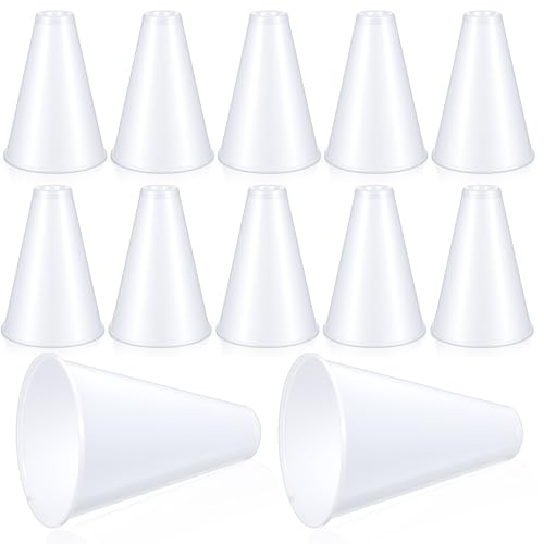 Tolare 6 Pack Cheer Megaphone Bulk White Plastic Megaphone for Sports Events & Party Favors Reusable Mini Megaphones for Cheerleading Games and Outdoor Activities
