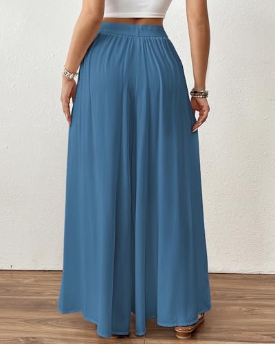 Image of Bsubseach Women Wide Leg Pants Floral Flowy Palazzo Pants