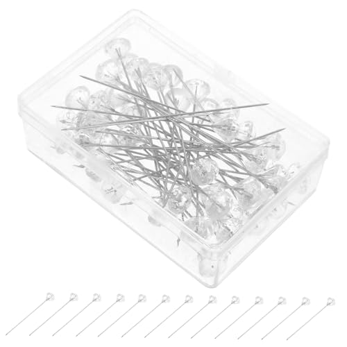 ERINGOGO Floral Pins for Flower Arrangements 50pcs Large Diamond Pins Sewing Locating Pin Plastic Case