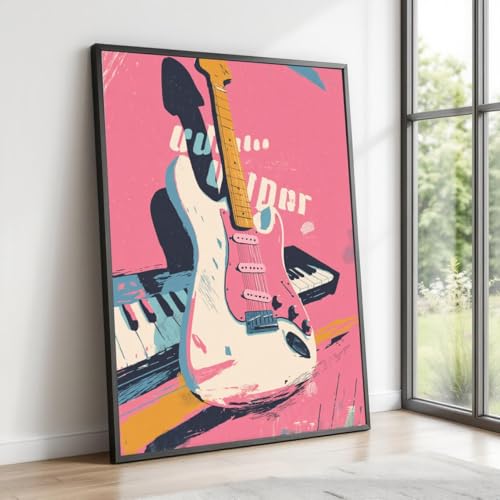Guitare rétro toile décorative piano vintage pour passionnés de musique