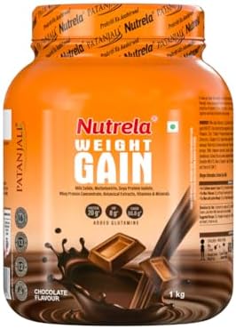 NUTRELA Weight Gainer Powder | 1Kg Chocolate Flavour | High-Calorie Mass Gainer With Vitamins & Khandsari Sugar | Ideal For Men & Women