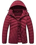 ALPIXIS Women's Lightweight Quilted Down Coat | Windproof, Waterproof, Detachable Hood, Warm for Winter Travel