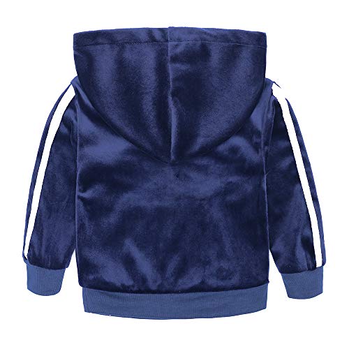 MYGBCPJS Boys Girls 2 Pcs Velour Tracksuit Sweatsuit Toddler Kids Long Sleeve Pullover Hoodie + Elastic Waist Sweatpants Set3