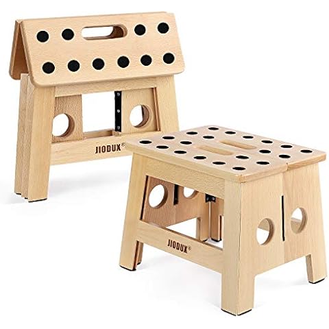 Jiodux Wooden Step Stool Gen 2 Step Stool for Children & Adults Folding Step Stool Living Room Bedroom Laundry Room Garden Original Patent Pending Wooden Stool 8.8 Inch Height Cover