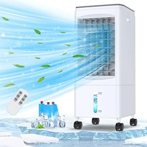 Portable Air Conditioner, 3-IN-1 Air Conditioner Portable for Room, Portable Ac Cooling Fan w/Remote, 3 Speeds & Cooling Modes, Swing, Timer, Evaporative Air Cooler for Garage Office