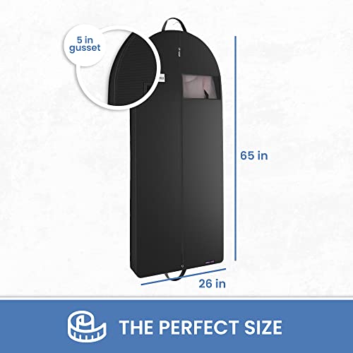 Black Garment Bag For Travel And Storage With Zipper And Eye-Hole, Carry Handles For Suits Tuxedos Dresses Coats 26 Inch X 65 Inch X 5 Inch #TOP1