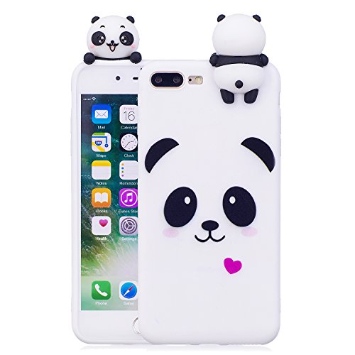 DAMONDY iPhone 8 Plus Case,iPhone 7 Plus Case,3D Cute Cartoon Animals Pattern Soft Silicone Gel Slim Design Rubber Thin Protective Cover Phone Case for iPhone 8 Plus 7 Plus-White Panda