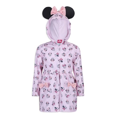 Disney Minnie Mouse Girls Water Resistant Windbreaker Jacket with Ears for Toddler Kids