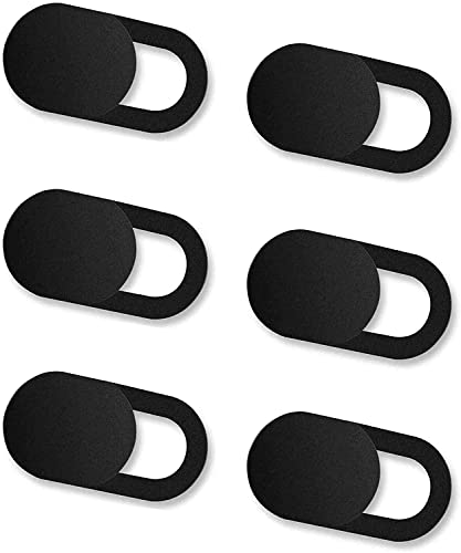 ivoler Pack de 6 Cache Webcam, Webcam Cover Autocollant Coulissant Couverture de Caméra Frontale Ultrafin pour Laptop, PC,Smartphones, Tablettes,Noteboook Pro, etc. - Noir