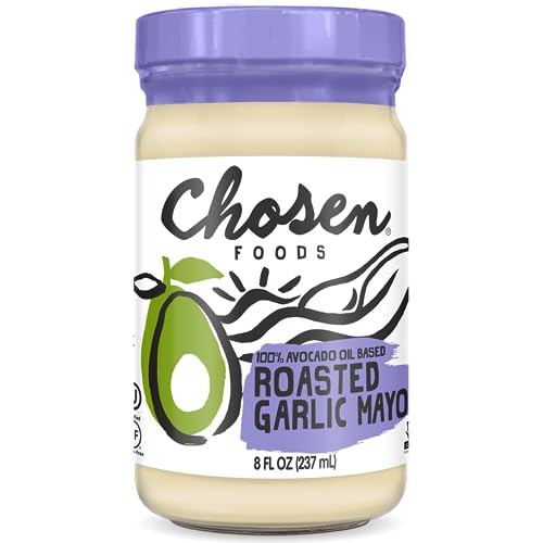 Chosen Foods Roasted Garlic Mayonnaise, 100% Avocado Oil-Based, Gluten & Dairy Free, Low-Carb, Mayo For Sandwiches, Dressings And Sauces (8 Fl Oz) #TOP16