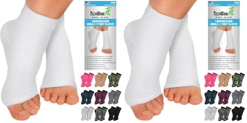 Image of TechWare Pro Ankle Brace Compression Sleeve - Plantar Fasciitis Sock. Relieves Achilles Tendonitis. Foot Arch Support Reduces Joint Pain, Swelling & Heel Spur Pain. Injury Recovery Braces for Sports