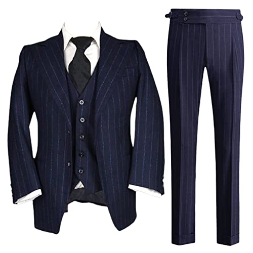 Costume pour le travail quotidien homme 3 pièces à rayures veste gilet