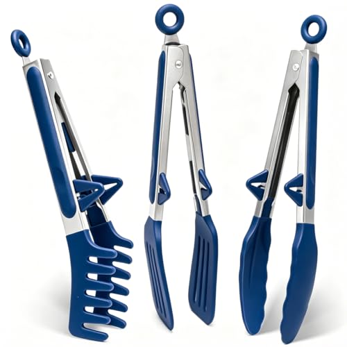 Kitchen Tongs, 9 Inch Tongs for Cooking with Silicone Tips, Food Grade Small Silicone Tongs, Mini...