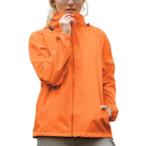 Women Rain Jacket With Hood Waterproof Lightweight Raincoat 2025 Fall Solid Color Casual Jackets Outdoor Hiking Coat