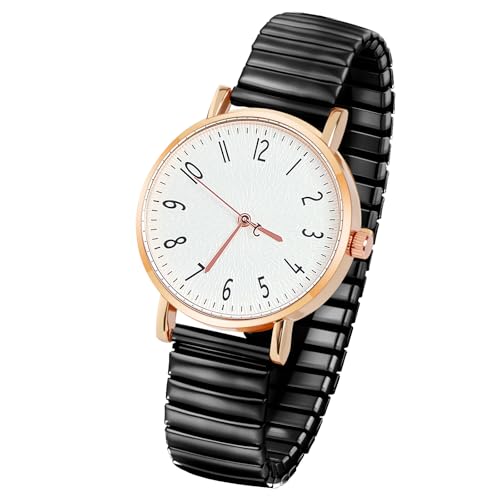 AOOSU Montre Femme Bracelet Extensible, Montre Femme à Bracelet Élastique Montres à Quartz Facile à Lire Grands Chiffres Arabes Bracelets en Métal-Cadeau...