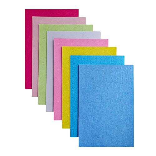 Image of Jtnohx Stiff Felt, 2mm Thick Felt Sheets for Crafts, 8 inchx12 inch Hard Felt Fabric Squares 8Pcs for DIY Projects (Pink Blue Series)