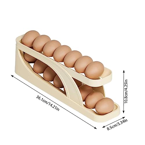 Rolling Egg Tray for Fridge Auto Rolling Egg Tray for 12-14 Eggs Roll Down Refrigerator Egg Dispenser Holder Egg Dispenser Rack Holder for Kitchen Countertop, Fridge Door