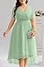 Pinup Fashion Women's Sage Green Dress Plus Size Bridesmaid Wedding Guest Chiffon Semi Formal V Neck High Low A Line Dresses
