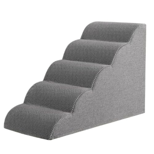 「NexPon」犬用階段 滑り止めペットスロープ ベッド用 25D/30D スポンジはしご 犬用スロープ ペットドッグステップ 2/3/4/5段 トレーニング階段 取り外し可能で洗濯可能 (25D,グレー,5ステップ80*40*64H)