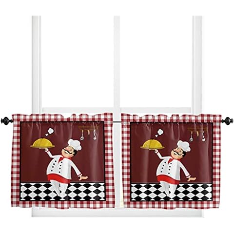 LaBLUUX Kitchen Chef Tier Curtains Set of 2 Cover