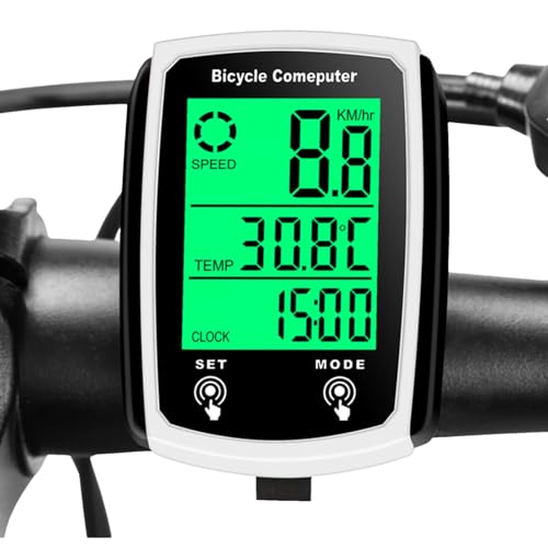 Cuentakilómetros para bicicletas, ordenador de ciclismo,Velocímetro con cable impermeable para bicicletas Pantalla retroiluminada Mph | 19 funciones Rastreador de kilometraje ciclismo al aire libre