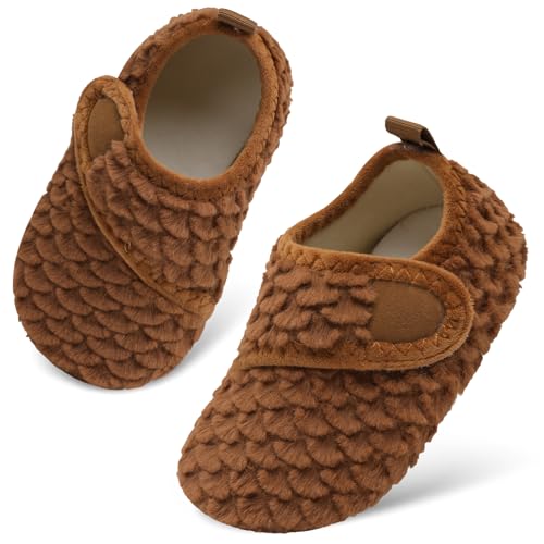 Scurtain Toddler Warm Winter House Slippers Baby Boys Girls Indoor Home Slippers Cozy Lightweight Non-Slip Shoes For Infant Kids Plush Linned
