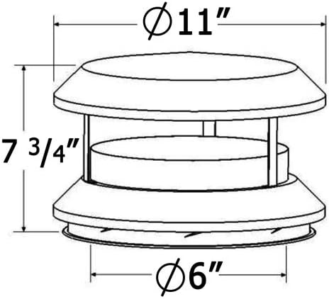 Miniatura 2 de 6" Dia. I.D. Clase A, todo el combustible, SS "Chimney Cap" para chimeneas de ventilación Shasta de 6"