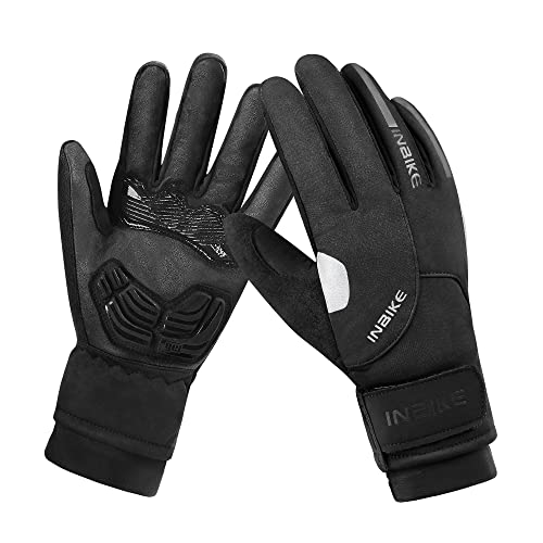 INBIKE Gel Guanti MTB Invernali Antivento Termico Touchscreen da Ciclismo Uomo per Sport Invernali,Nero