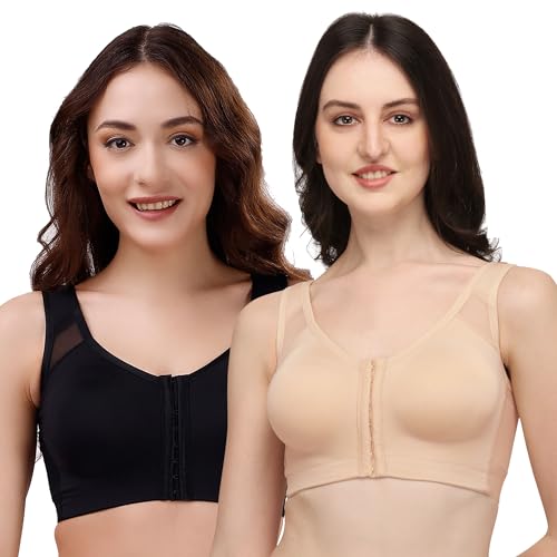 Image of SOIE Women Front Closure Full Coverage Non Padded Non Wired Posture Correction Bra