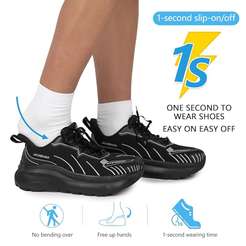 Image of JACKSHIBO Wide Toe Box Shoes Men Arch Support Slip On Zero Drop Sneakers | Slip in, Orthopedic Plantar Fasciitis, Running Walking Athletic, Tennis Workout Gym, Hands Free, Width, Thick Cushion Sole