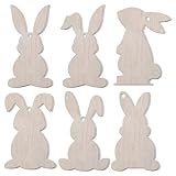12 Stück Hasen Figuren Osterdeko Modern Set - Osterhase Holz Anhänger zum Basteln & Bemalen - Osterdeko zum Aufhängen für den Osterstrauch - Osteranhänger Holz für eine Ostern deko Modern & Natürlich
