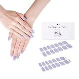 DANNI & TONI Semi Cured Gel Nail Strips Light Purple Gel Nail Stickers Sliver Glitters (Blue Lagoon)