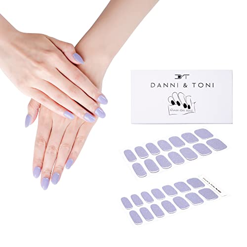 Danni & Toni Semi Cured Gel Nail Strips Light Purple Gel Nail Stickers Sliver Glitters (Blue Lagoon) 28 Stickers #TOP12