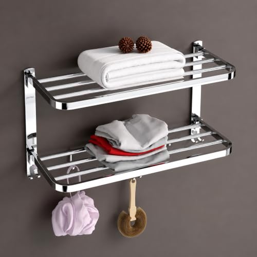 Image of Plantex Double Towel Rack for Bathroom /24 Inch Dual Towel Holder /Towel Bar /Towel Henger /Bathroom Accessories - Pack of 1 (Chrome)