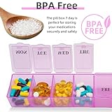 Ninoclar 1 Pieces Pill Box Organiser Pill Dispenser Box, 7 Day Pill Box Organiser One Time a Day, Weekly Pill Box Pill Organiser for Medication, Supplements, Vitamins, Cod Liver Oil(Pink) - Image 4