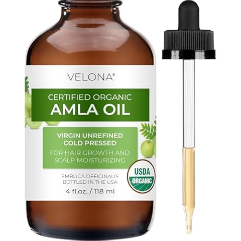 velona Amla Oil USDA Certified Organic - 4 FL Oz (With Dropper) | 100% Pure and Natural Carrier Oil | Extra Virgin, Unrefined, Cold Pressed Cover