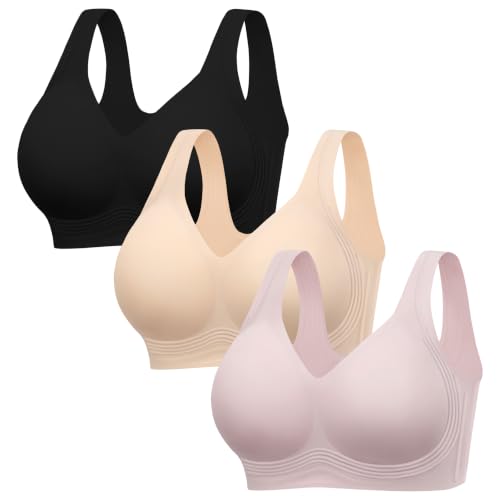 Image of HBselect Jelly Bras for Women Plus Size Pullover Wireless Full Coverage Bra | No Underwire, Push Up, Lift, Minimizer Bras, Wide Straps, Seamless T-shirt Everyday Bralette, For Older Women, Large Breast