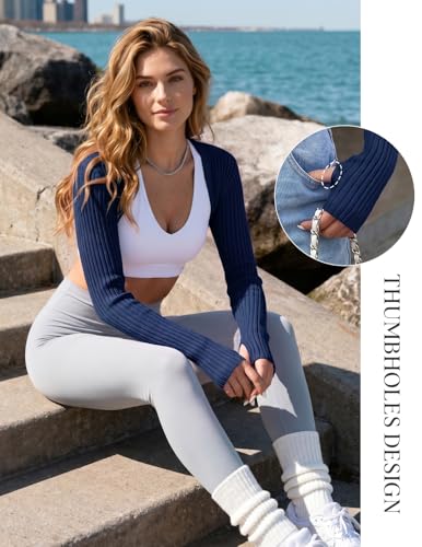 Image of Women's Long Sleeve Shrug Sweaters Knit Bolero Shoulder Open Cropped Cardigan