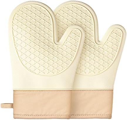 Silicone Oven Mitts (2 PCS), Waterproof Non Slip Grip Oven Gloves...