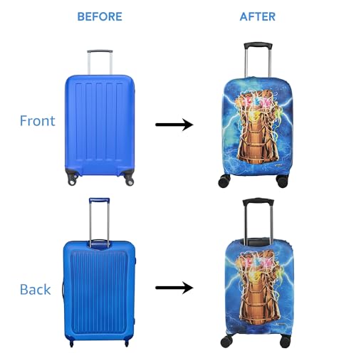 Image of Kuber Industries Polyester Suitcase Covers Large Size with Marvel Infinity Gauntlet Print | Washable Trolley Cover for Travelling | Stretchable Luggage Covers for Suitcases | 26-30 Inch | Sky Blue