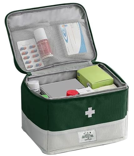 XPAPOV Travel Medicine Bag Organizer Portable Medical Bag Empty for Home Travel Camping Car Hiking & Outdoor Emergencies Empty first aid box (Green)