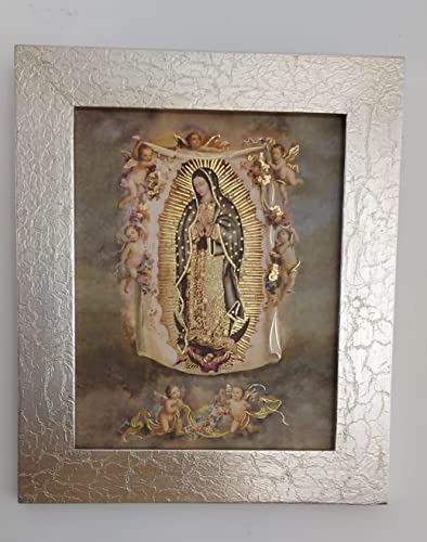 La Mejor review de Cuadros angeles favoritos de las personas. 32 Cuadro Virgen de Guadalupe con ángeles y nubes gris (Plata)