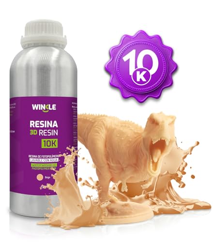 WINKLE Resina 3D 10K Beige 1kg | Impresora 3D Resina Lavable al Agua | Impresoras DLP y LCD | Resistente a los Impactos | Alta Precisión y Bajo Olor | Acabado Detallado