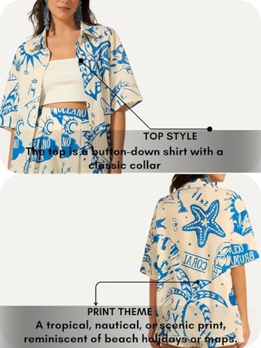 Image of GRECIILOOKS Co-ord Set for Women Stylish | Women Co-Ord Pajama Set | Stylish Night Dress & Beach Outfit | 2 Piece Printed Shirt & Shorts Loungewear | Comfortable Pajama Sets for Womens
